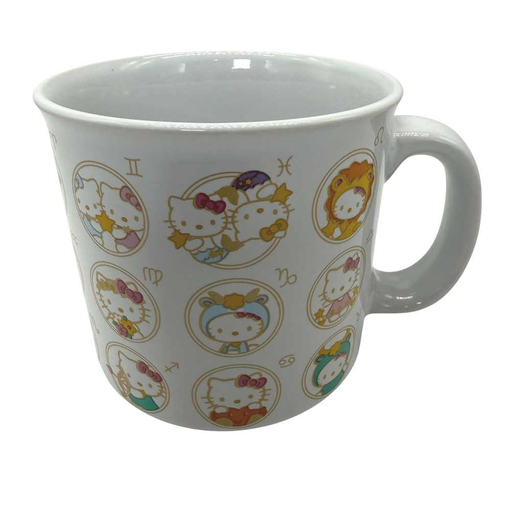 Sanrio Mug Unisex 20oz White Hello Kitty Zodiac Astrology All Over Print Ceramic